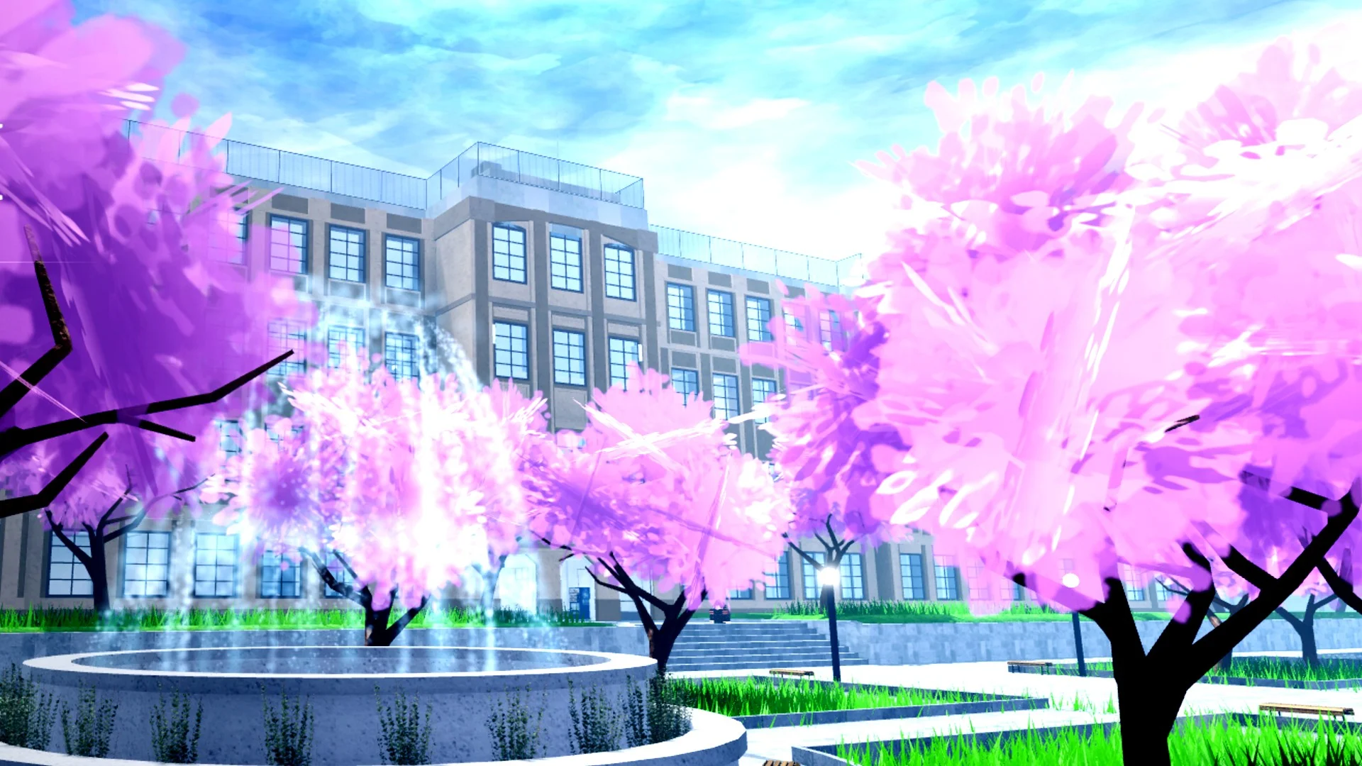 Morioh High campus with pink trees